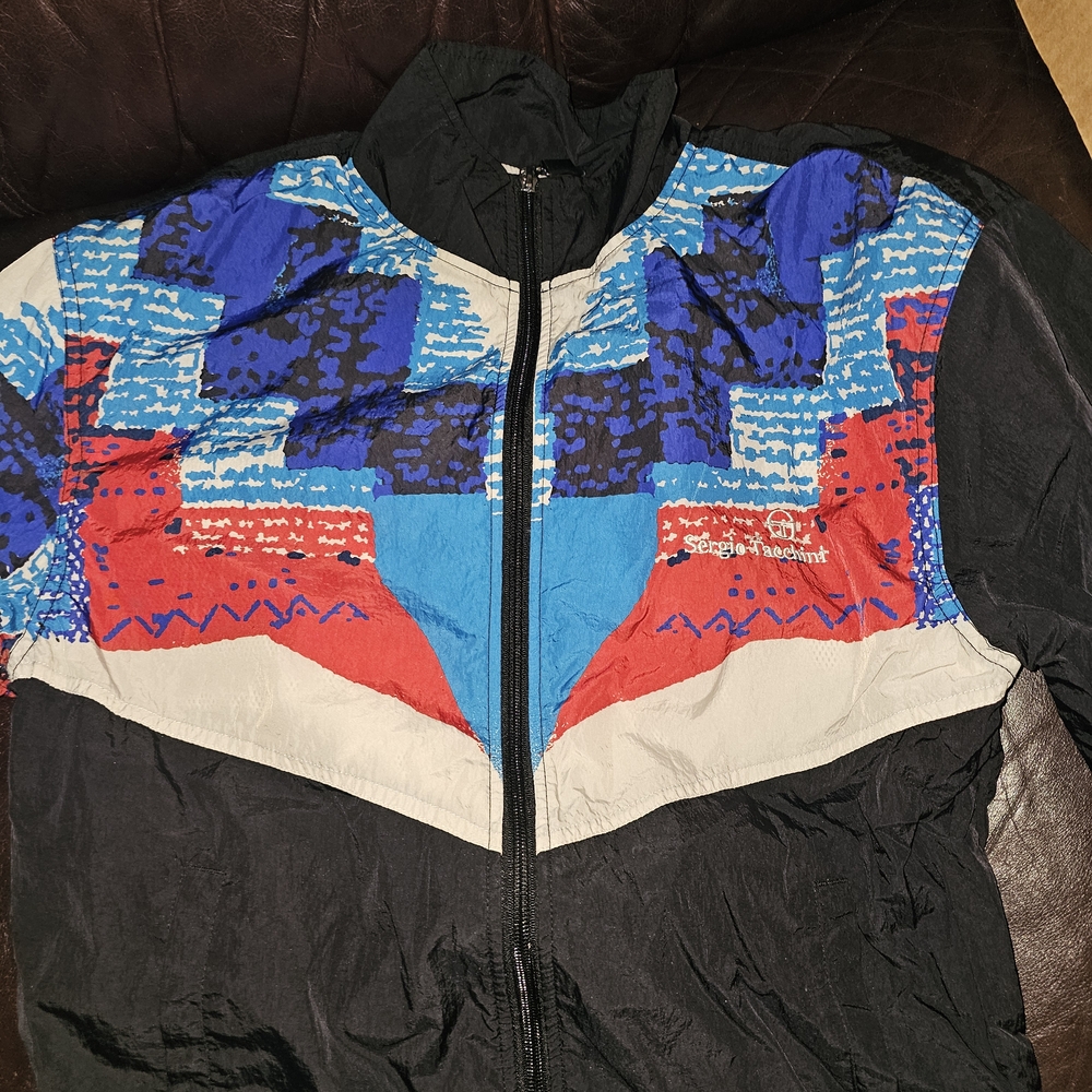 Sergio Tacchini Sweatsuit Black Crinkle Nylon Small RARE! $250obo